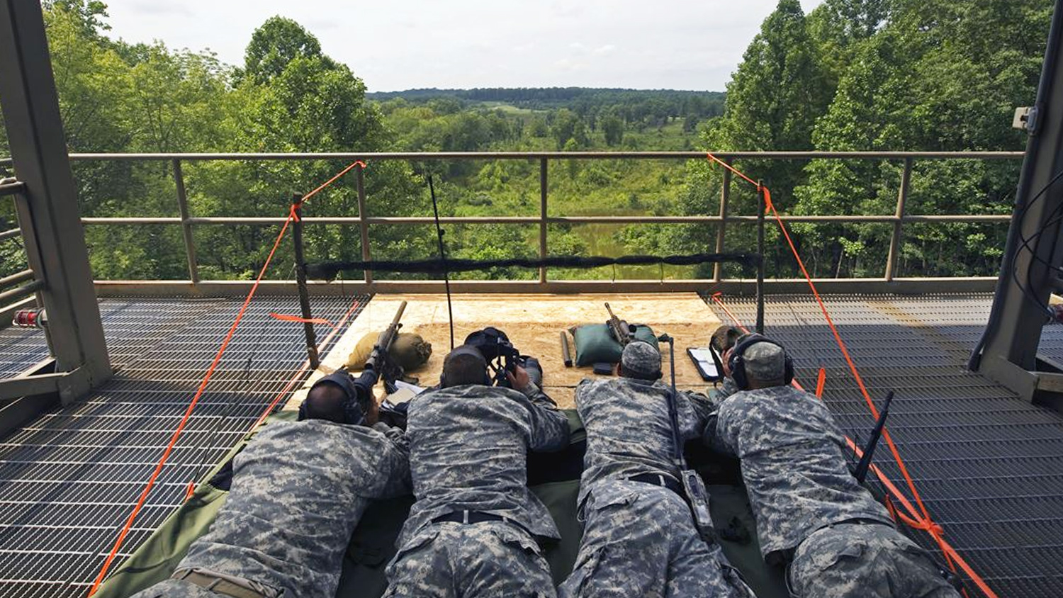 Snipers training at Camp Atterbury