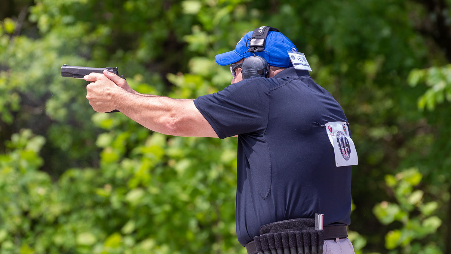 Colt’s Mark Redl shooting the Mover at the 2019 NRA Bianchi Cup