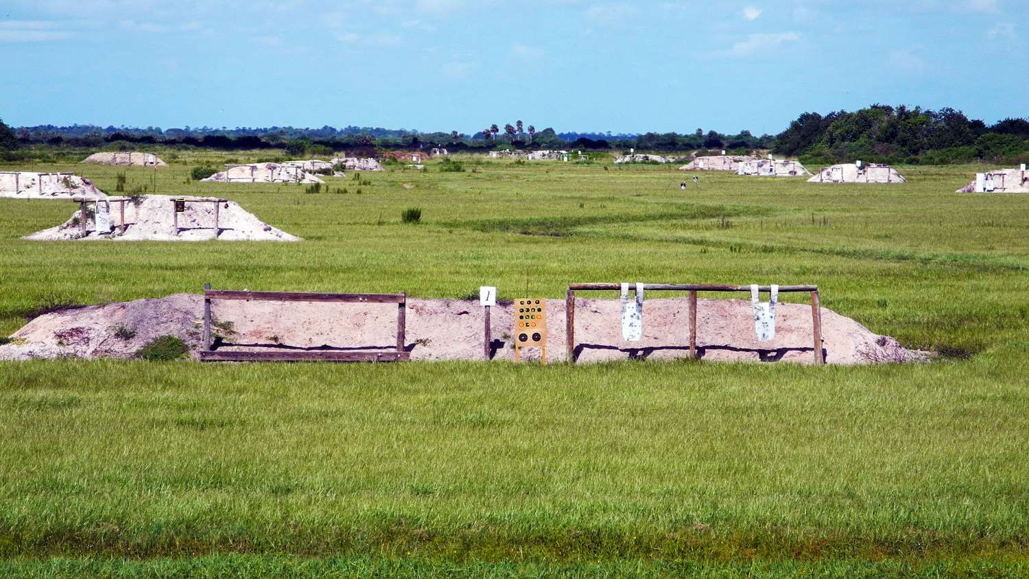 Paper targets and steel pepper the landscape at the author’s training class