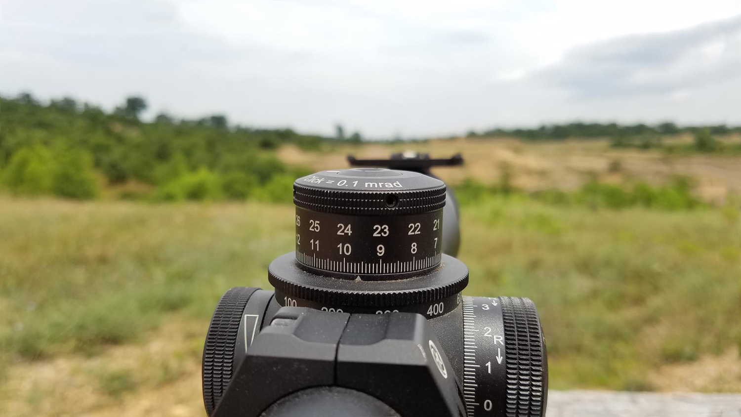 Rimfire optic with plenty of travel on the first turret revolution