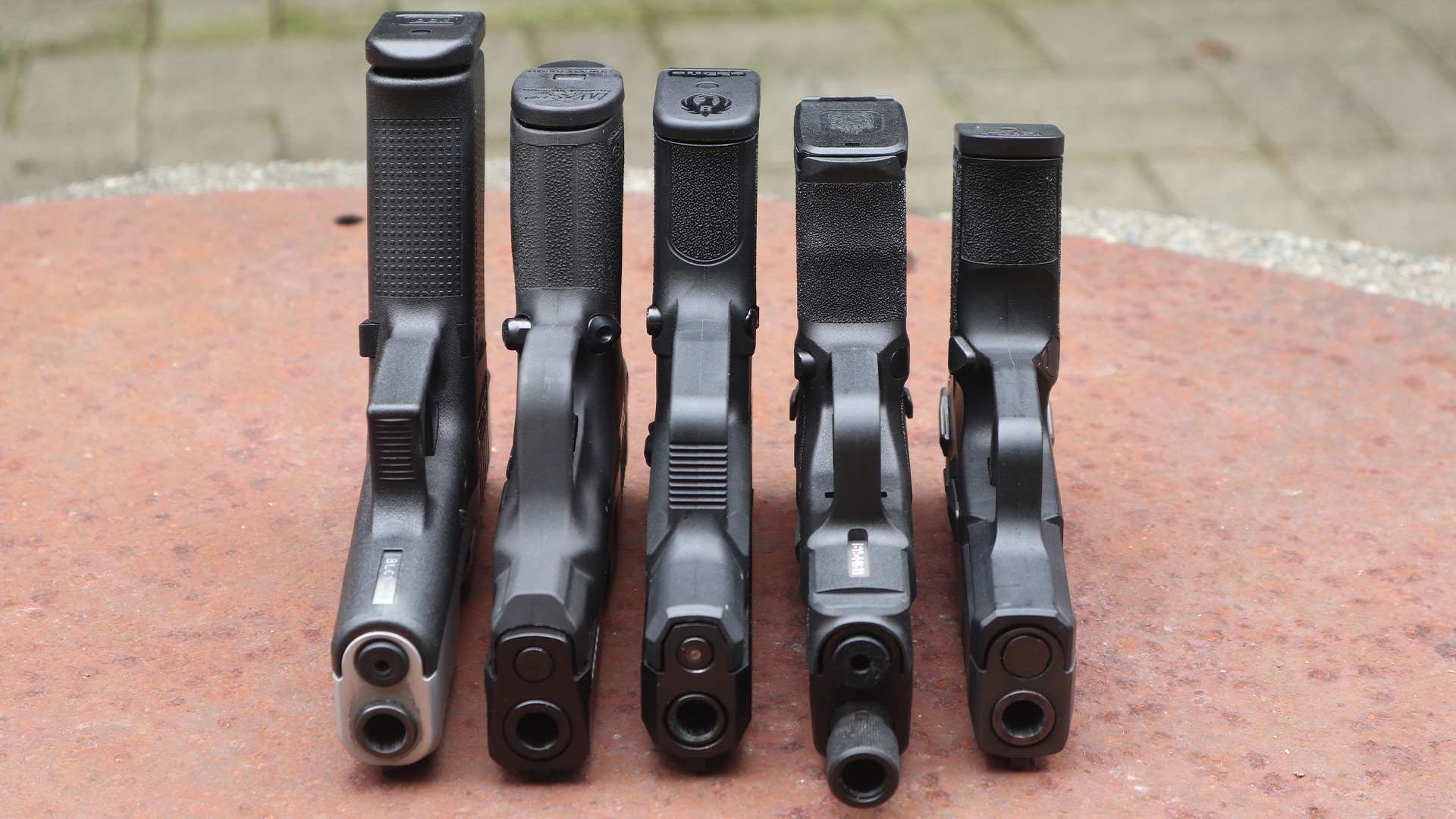 Front view of pistols