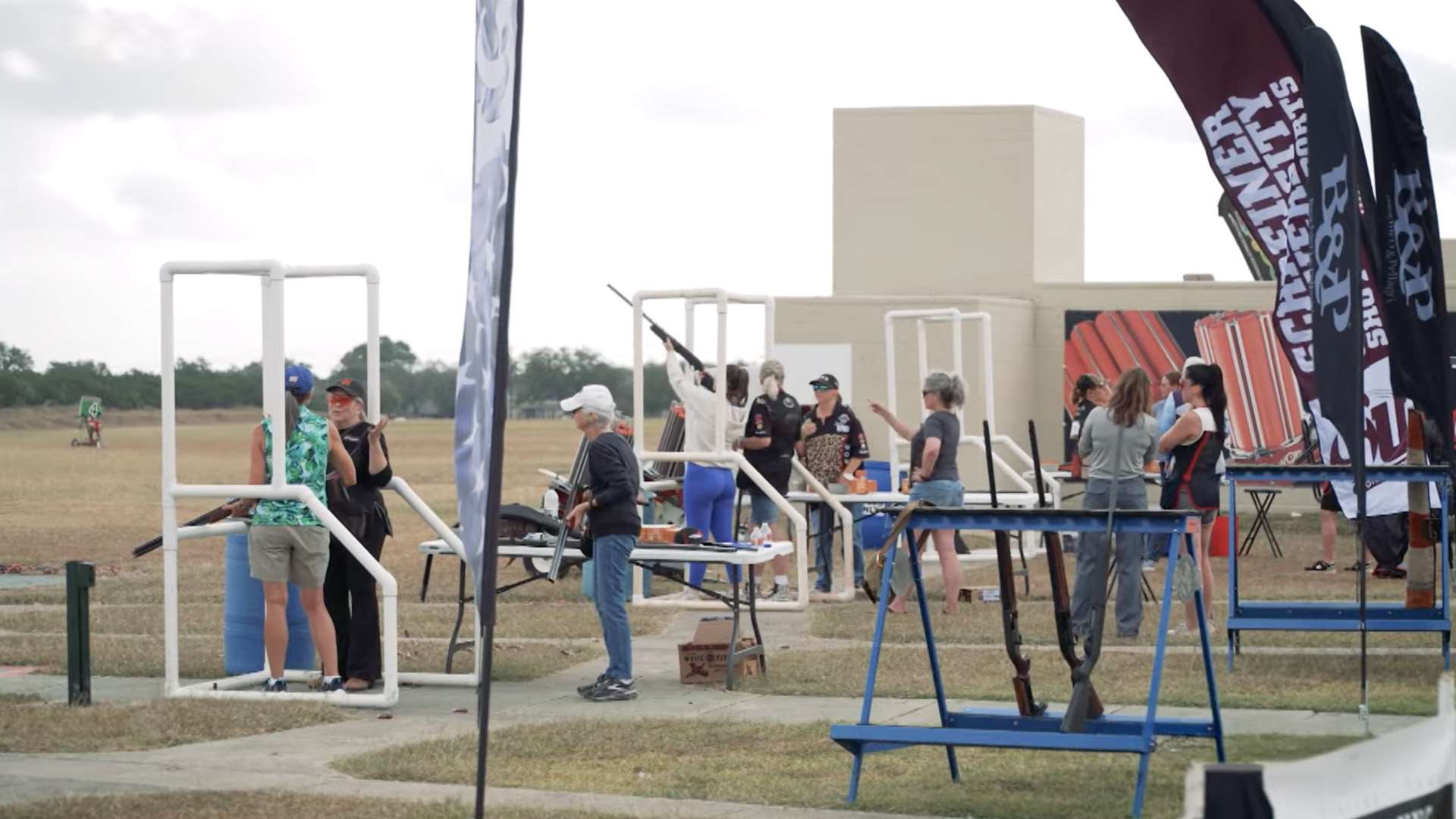 Women shooters and instructors at a ladies clinic station during the NSCA National Sporting Clays Championship in San Antonio