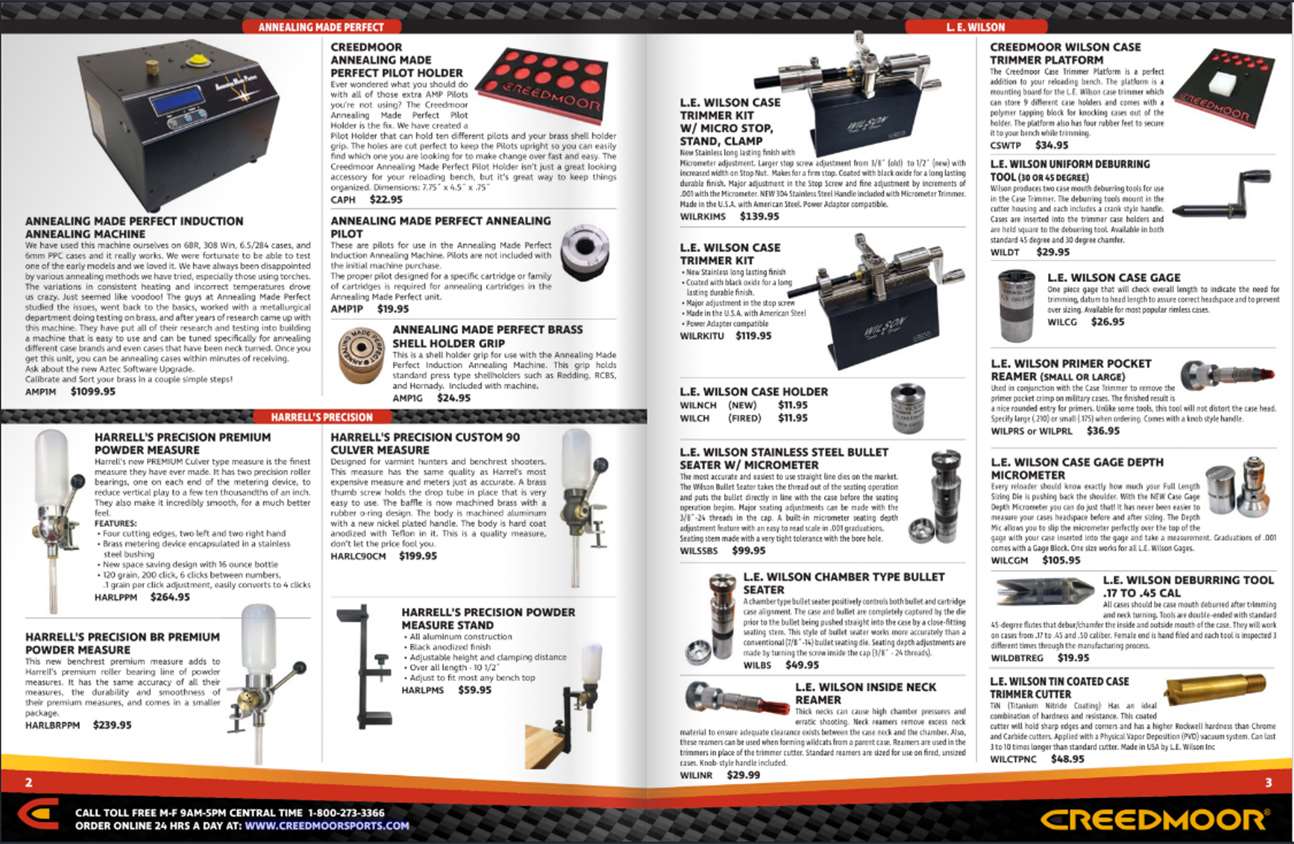 Creedmoor Sports reloading catalog