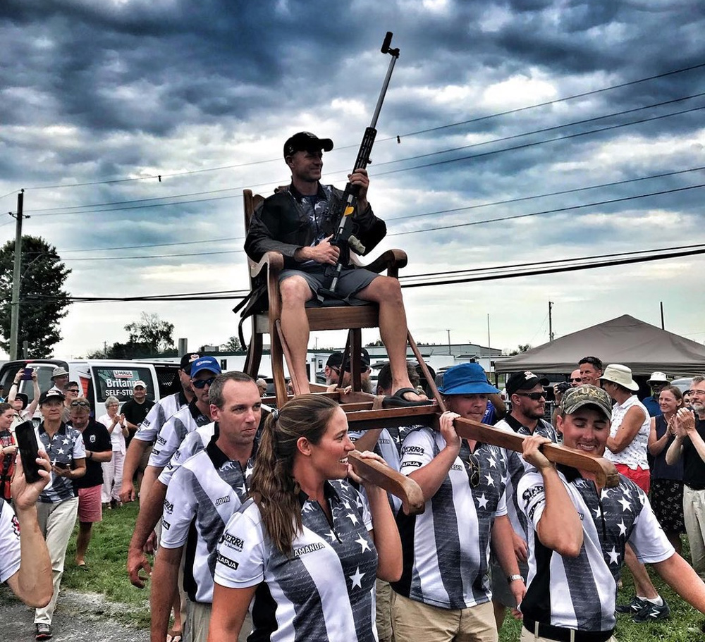 Brandon Green being "chaired off" at the 2018 Canadian National Fullbore Championships
