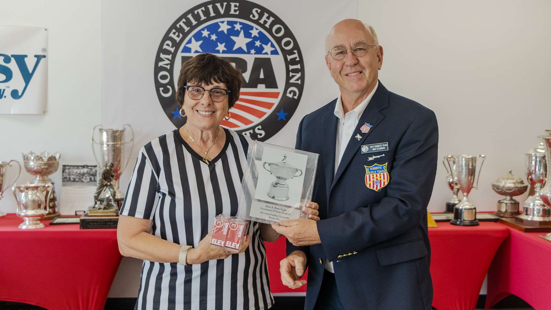 Patti Clark and Michael O'Connor at 2025 NRA Smallbore 3-Position awards ceremony