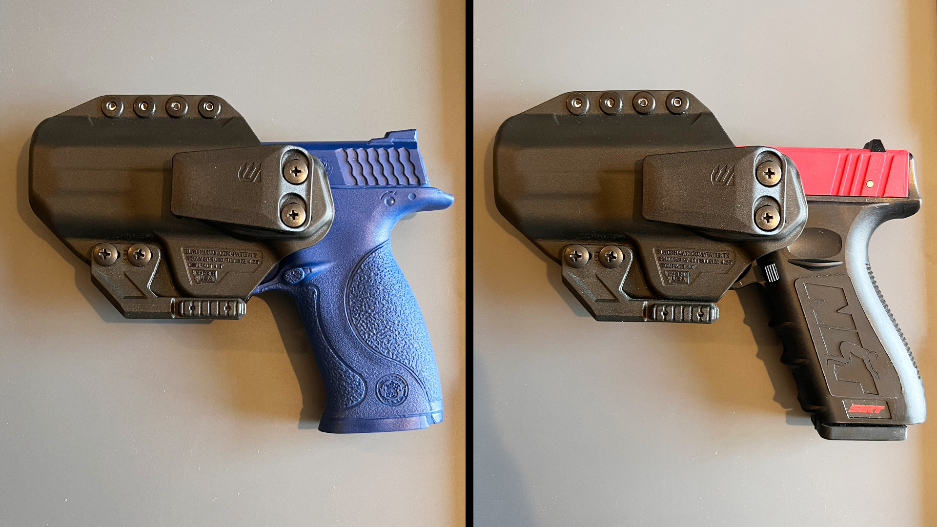 Stache IWB holster with training pistols