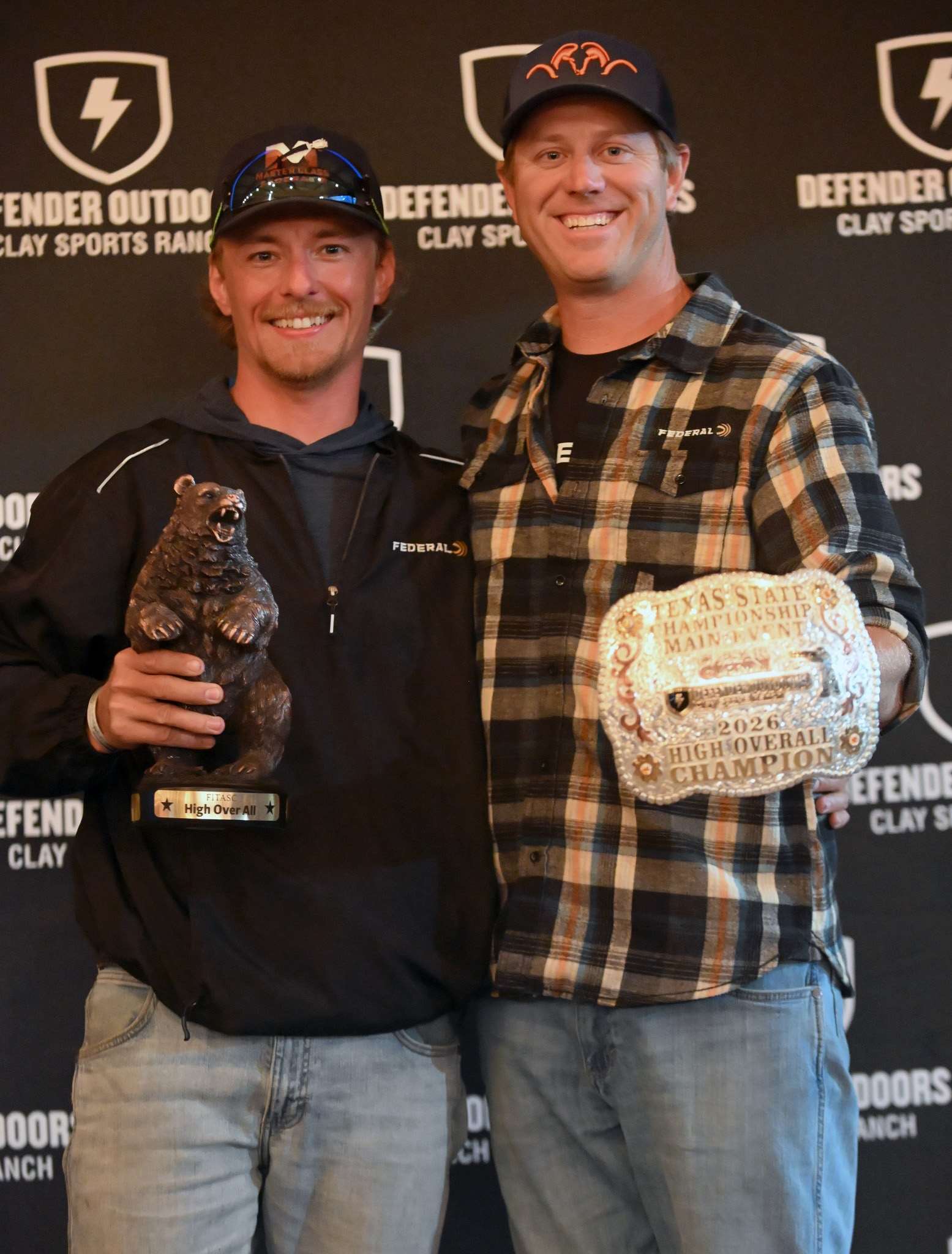 Team Federal shooters Cory Kruse and Cameron Hicks pose together at the 2026 Texas State Championship in Fort Worth, Texas