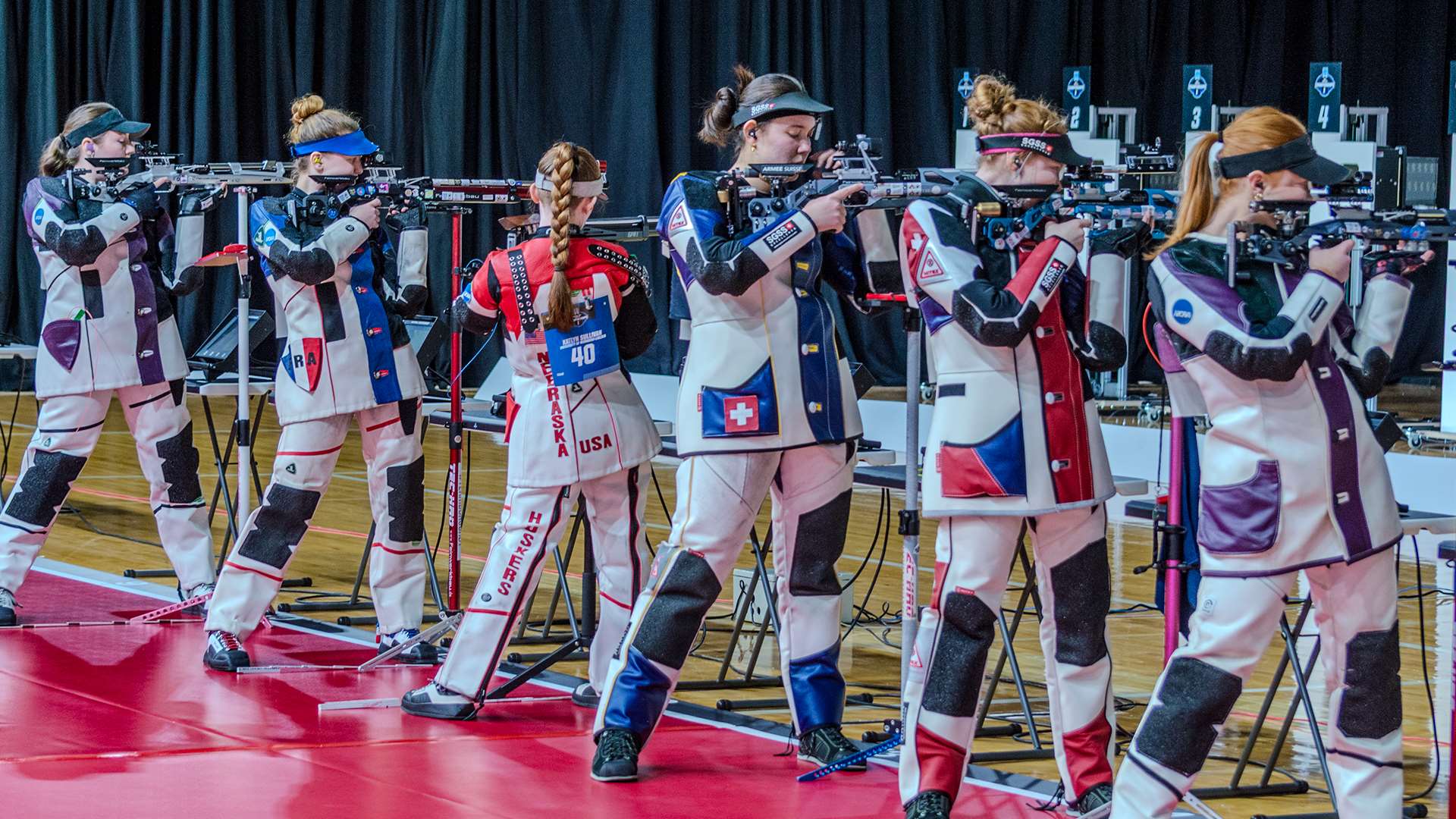 Firing line during the air rifle final at the 2026 NCAA Rifle Championship in Columbus, Ohio
