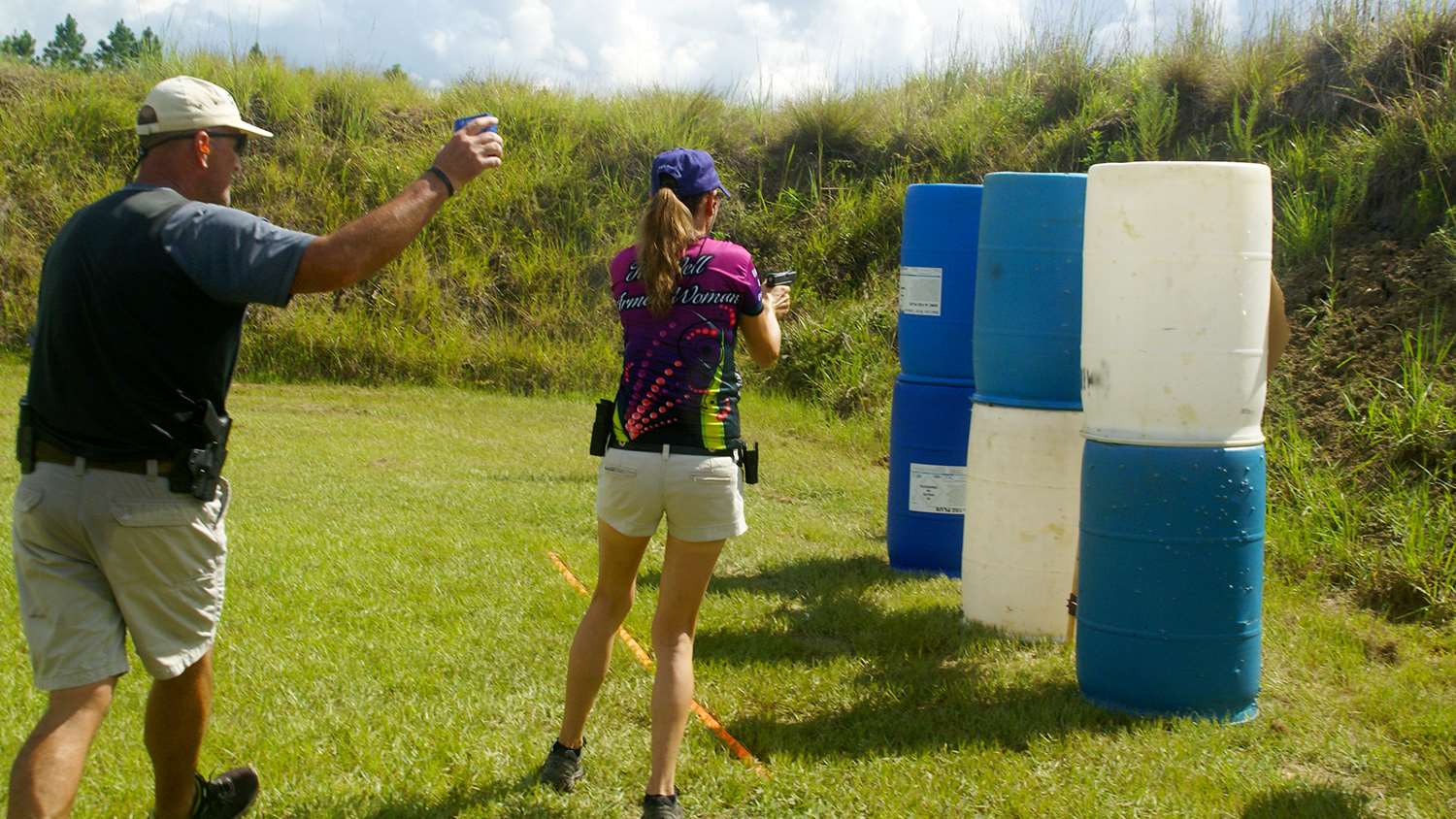 Seconds can be lost bringing the gun up to find, sights and target at a new shooting position. Keeping the gun up while moving saves them.