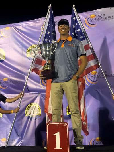 Cory Kruse, 2019 World English Sporting Champion.