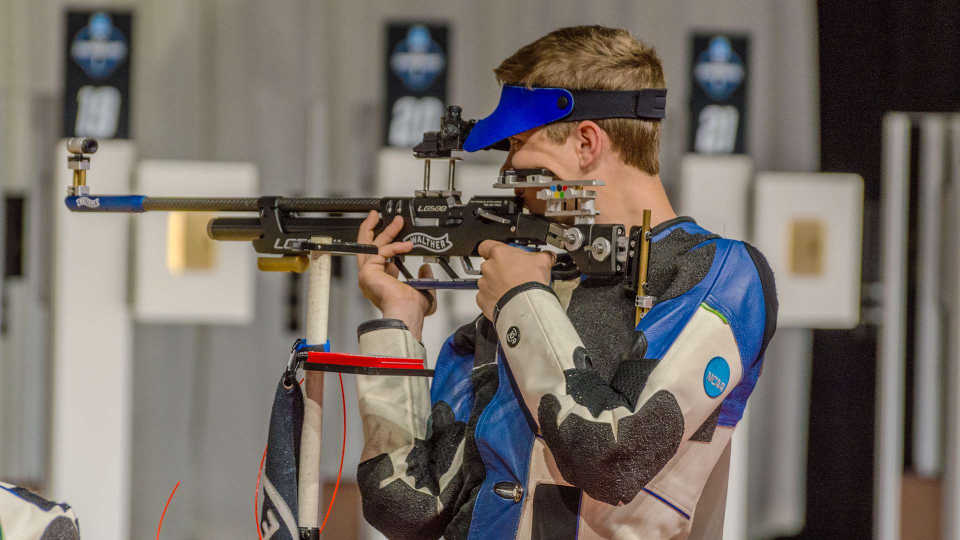 Braden Peiser competing in 2026 NCAA air rifle final