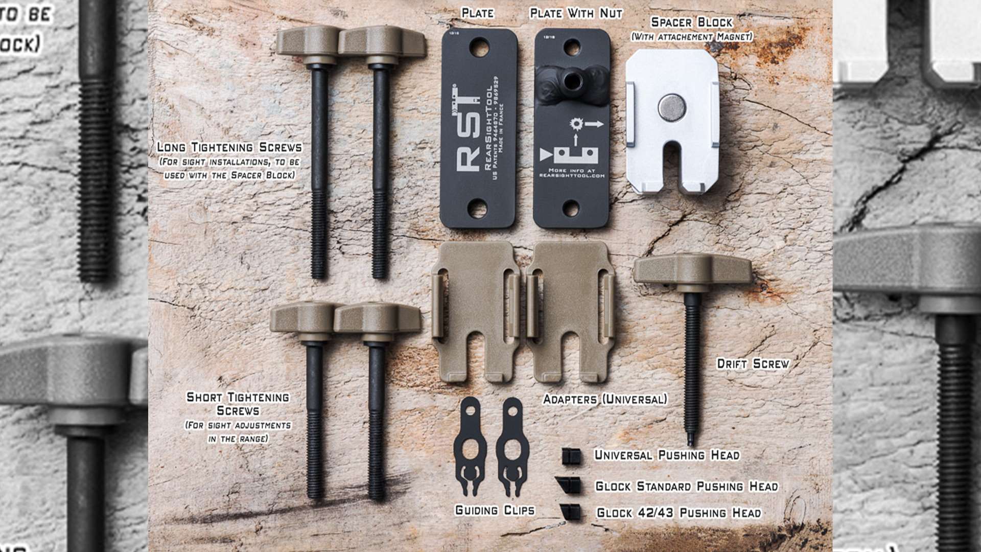 Rear Sight Tool for pistols from France takes up little space