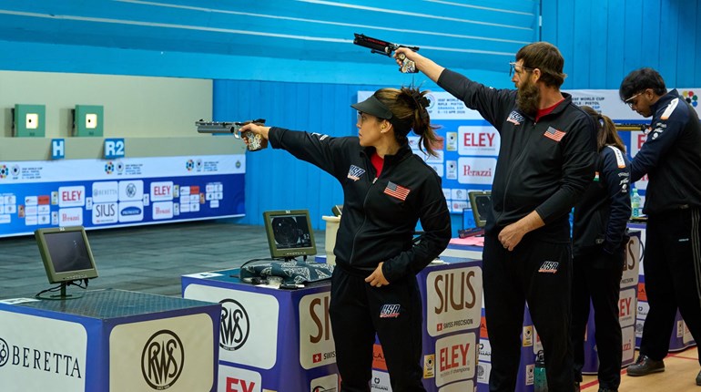 Mowrer, Tobar Finish Fourth in ISSF World Cup Granada Air Pistol Mixed Team Final | An NRA Shooting Sports Journal
