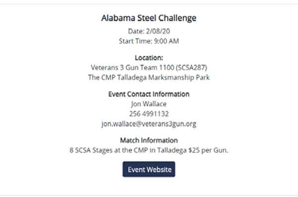 Steel Challenge website match listing example