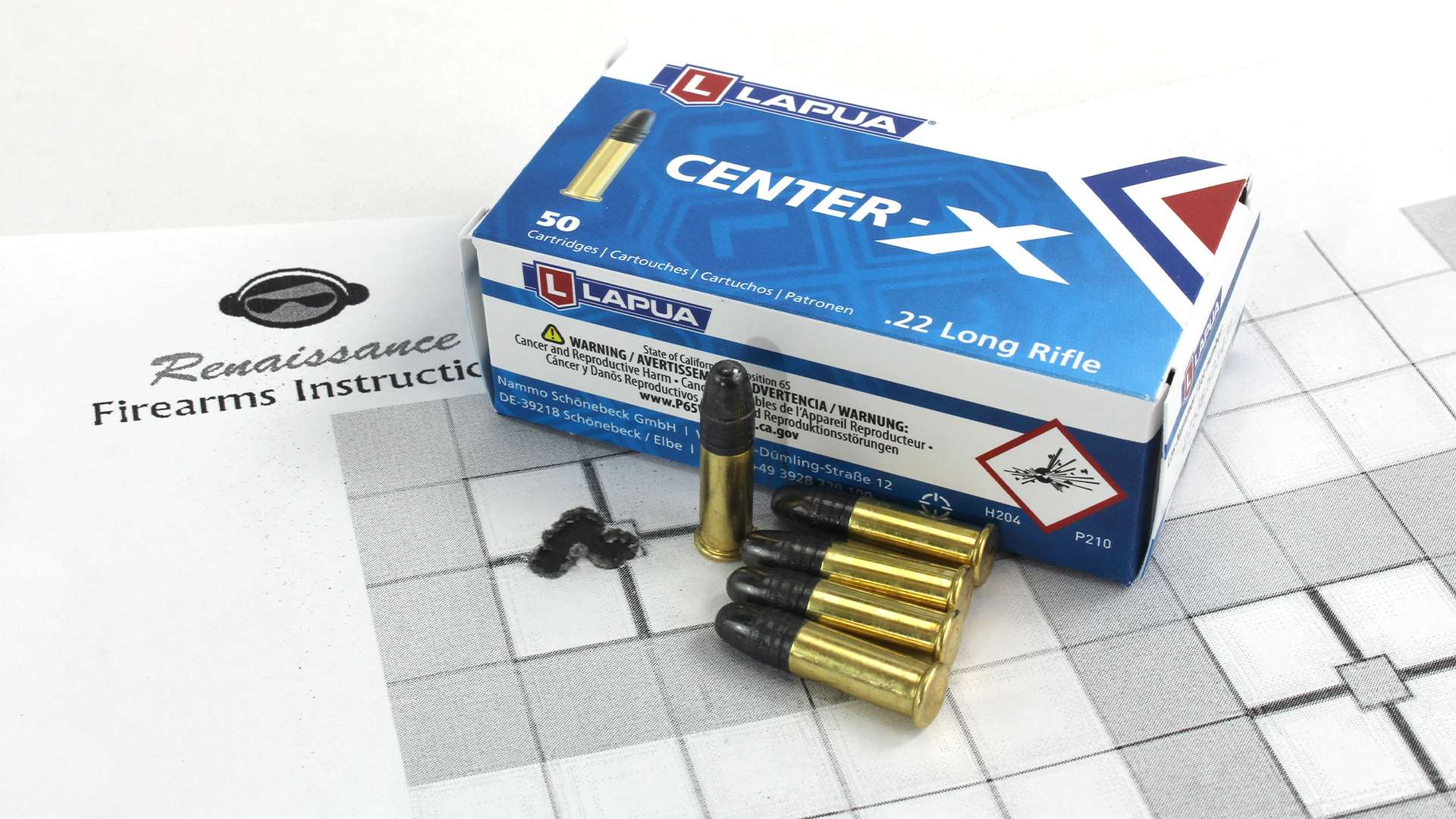 Lapua Center-X cartridges and target
