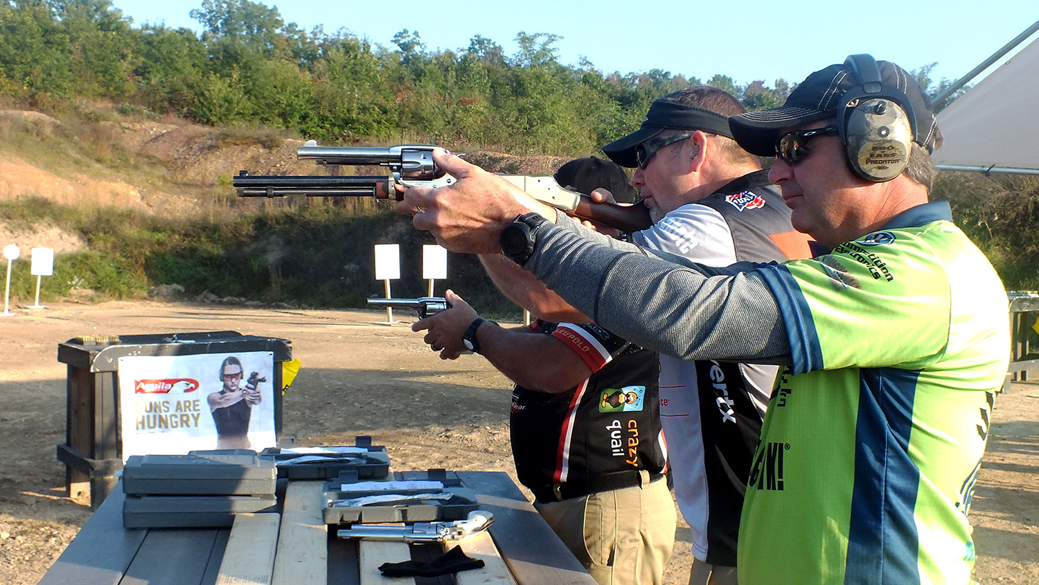 Dry firing before a stage at the NRA World Shooting Championship