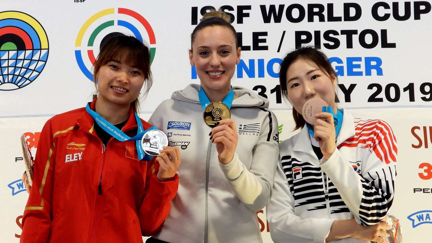 2019 ISSF World Cup Munich Women&#x27;s 10m air pistol top three shooters