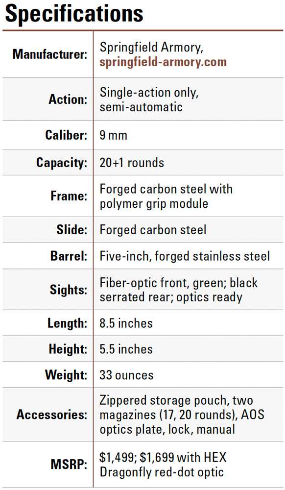 1011 DS Prodigy pistol specifications