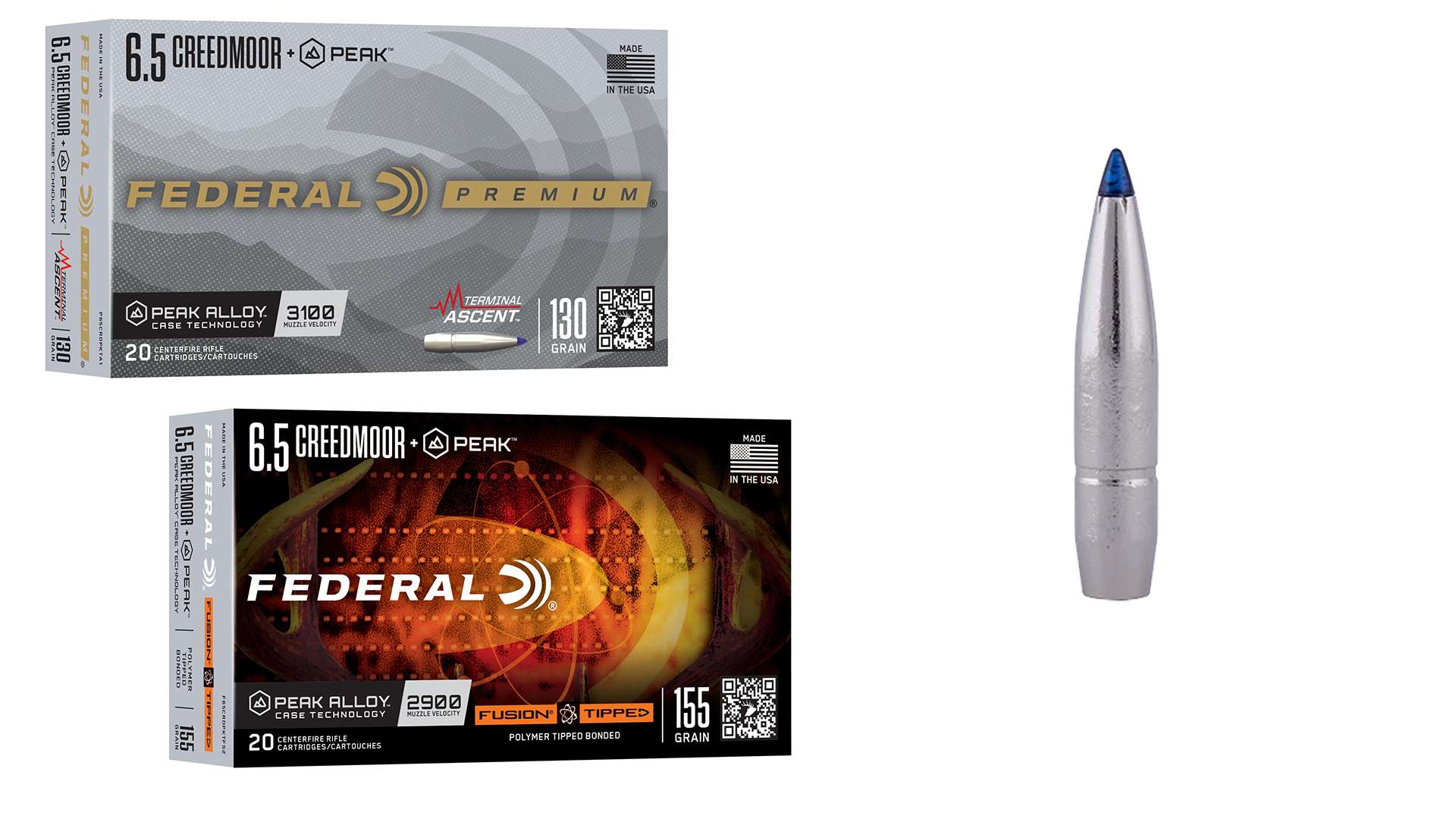 Federal 6.5 Creedmoor +Peak ammo with Peak Alloy case technology