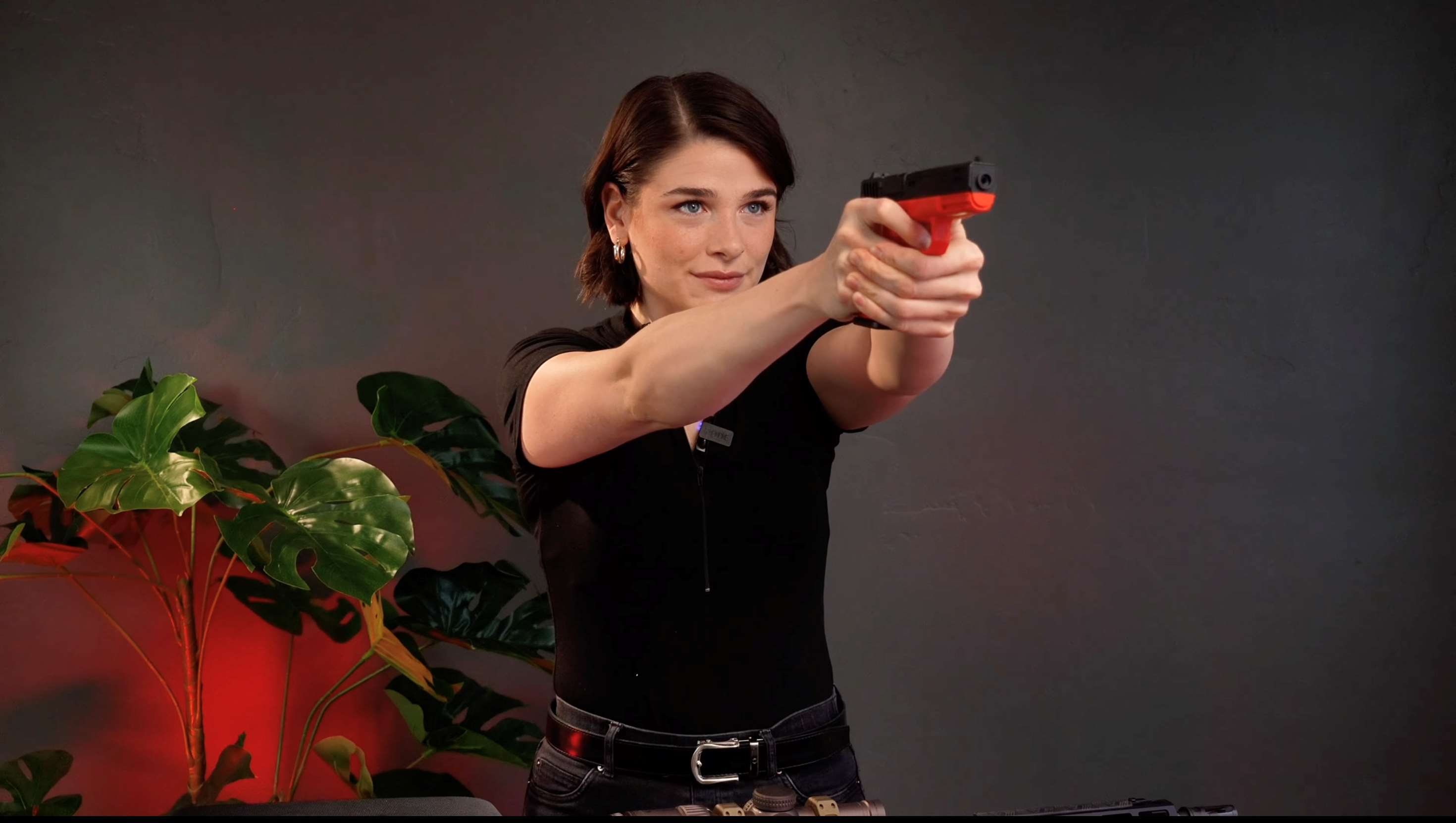 Hands-on with the Mantis TitanX inert laser training pistol, featuring a red frame, auto-resetting trigger and optic-ready slide