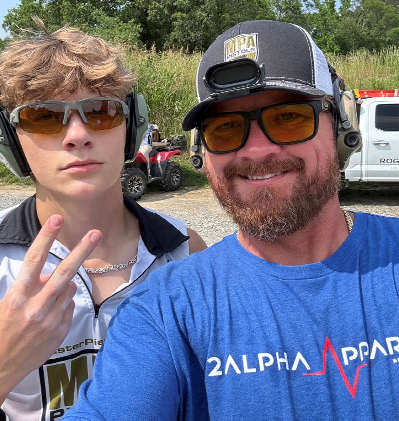 Billy and Brayden Herrington together at a USPSA match