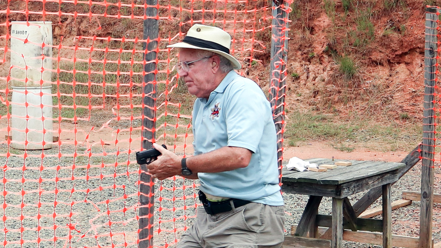 Dick Jones at a defensive pistol match with the Springfield Hellcat