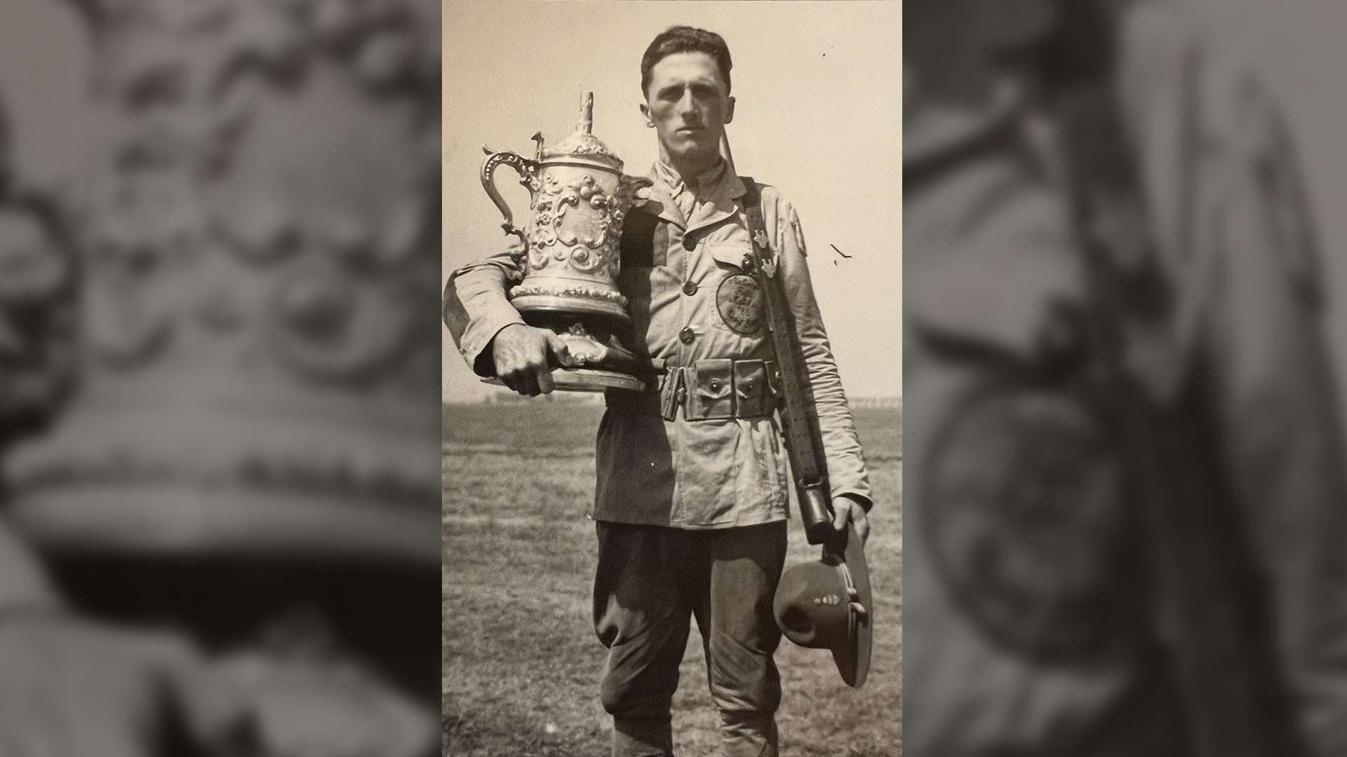 Sgt. Herschel F. Stemen with Leech Cup
