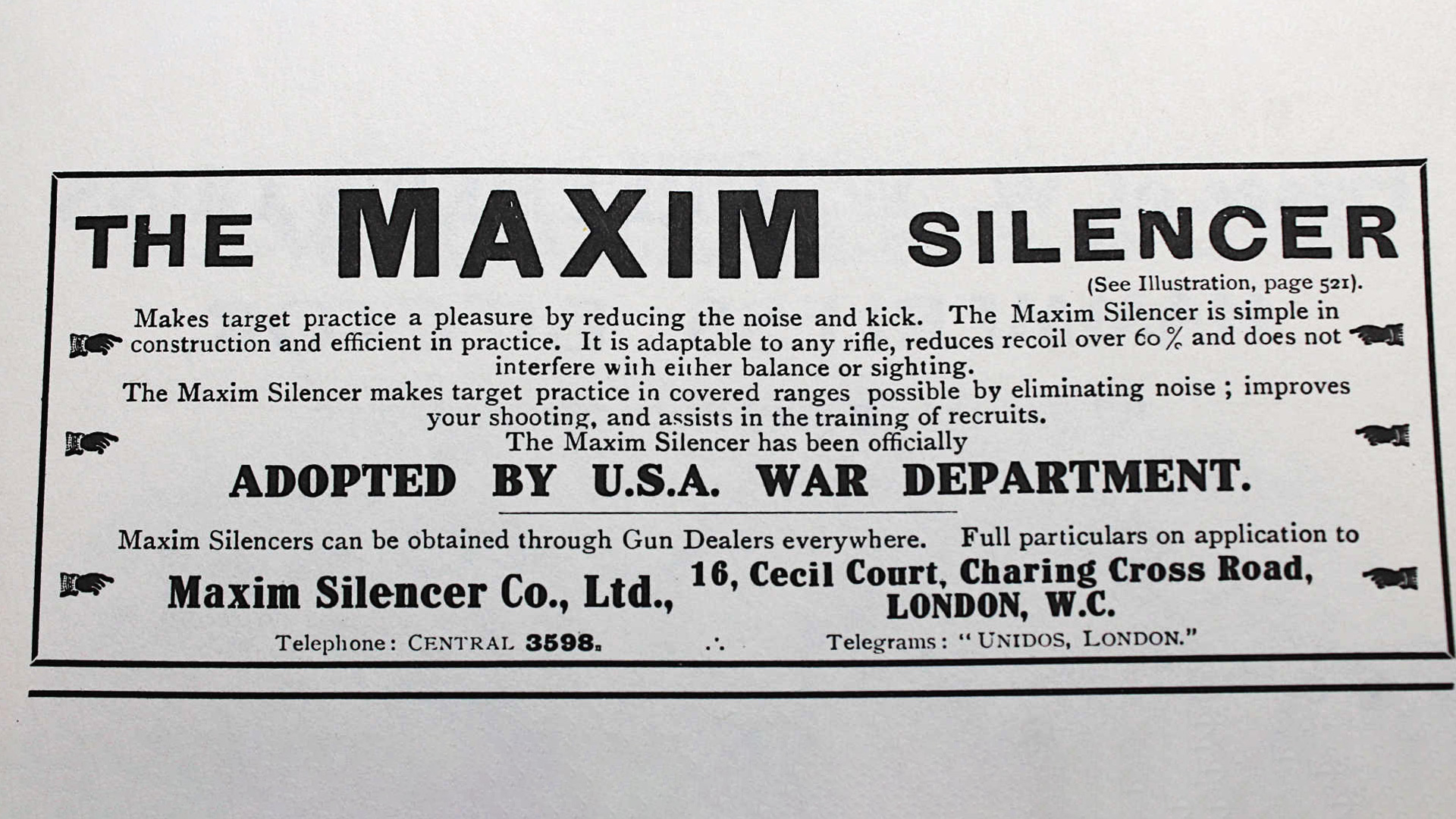 Vintage 1901 Maxim silencer advertisement