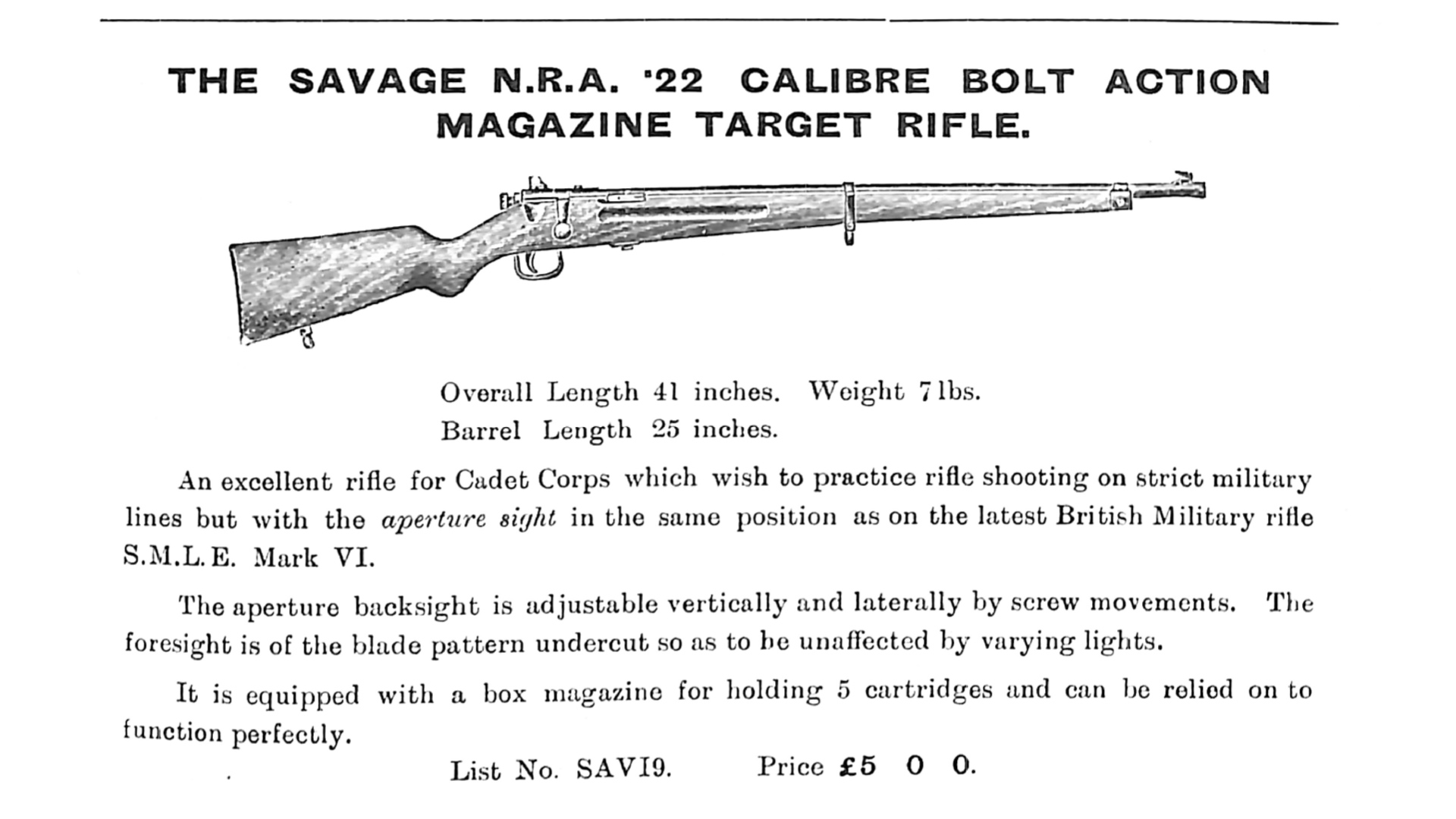 British advertisement for the Model 19 rifle