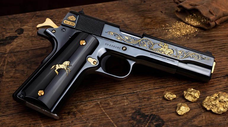 SK Customs Turns Legend of Joaquin Murrieta Into Gold-Engraved Colt 1911 | An NRA Shooting Sports Journal