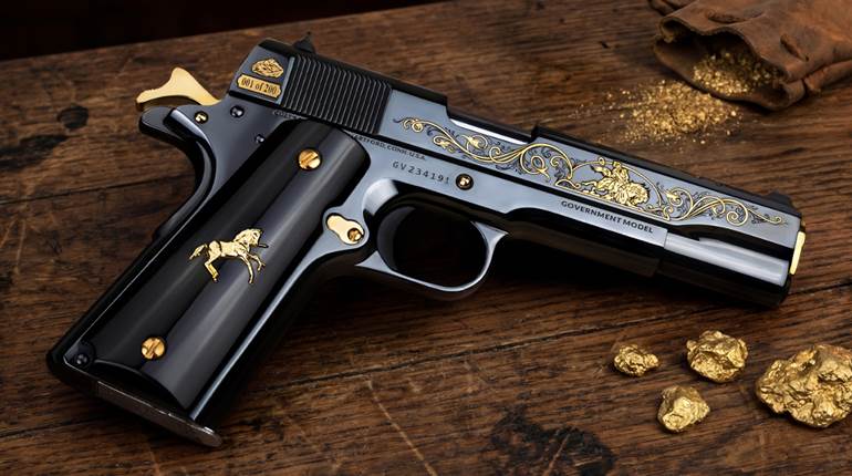 SK Customs Turns Legend of Joaquin Murrieta Into Gold-Engraved Colt 1911 | An NRA Shooting Sports Journal