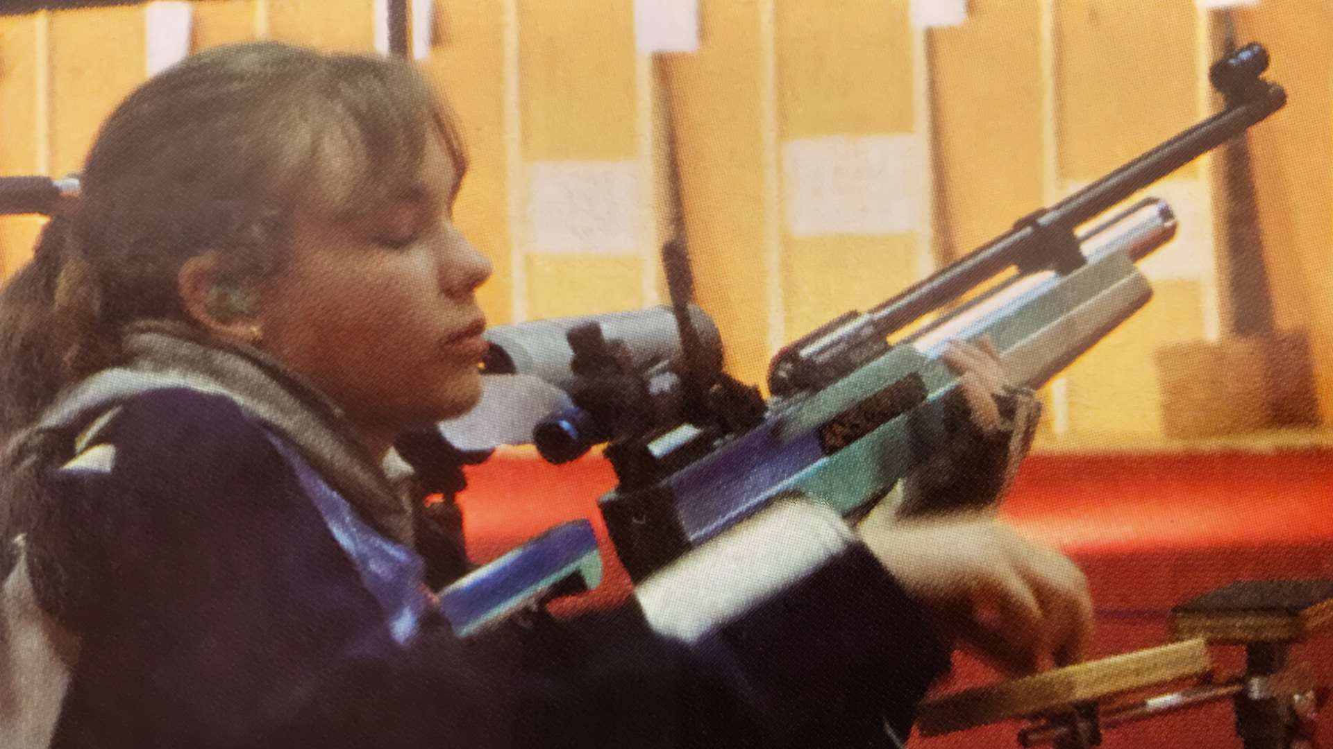 Leslie Angeli with air gun
