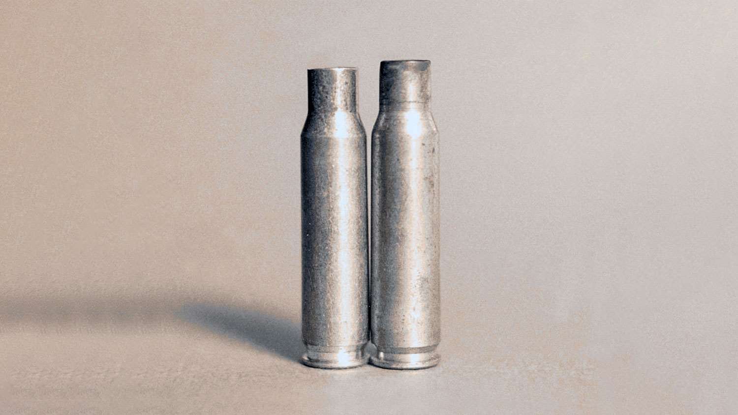 Here’s a spent case from a SAAMI-.308 Win. chamber (l.) next to the same ammo run through a NATO.  Be aware: Some commercial-spec .308 Win. ammo can literally come apart in a true NATO chamber. (Glen Zediker)