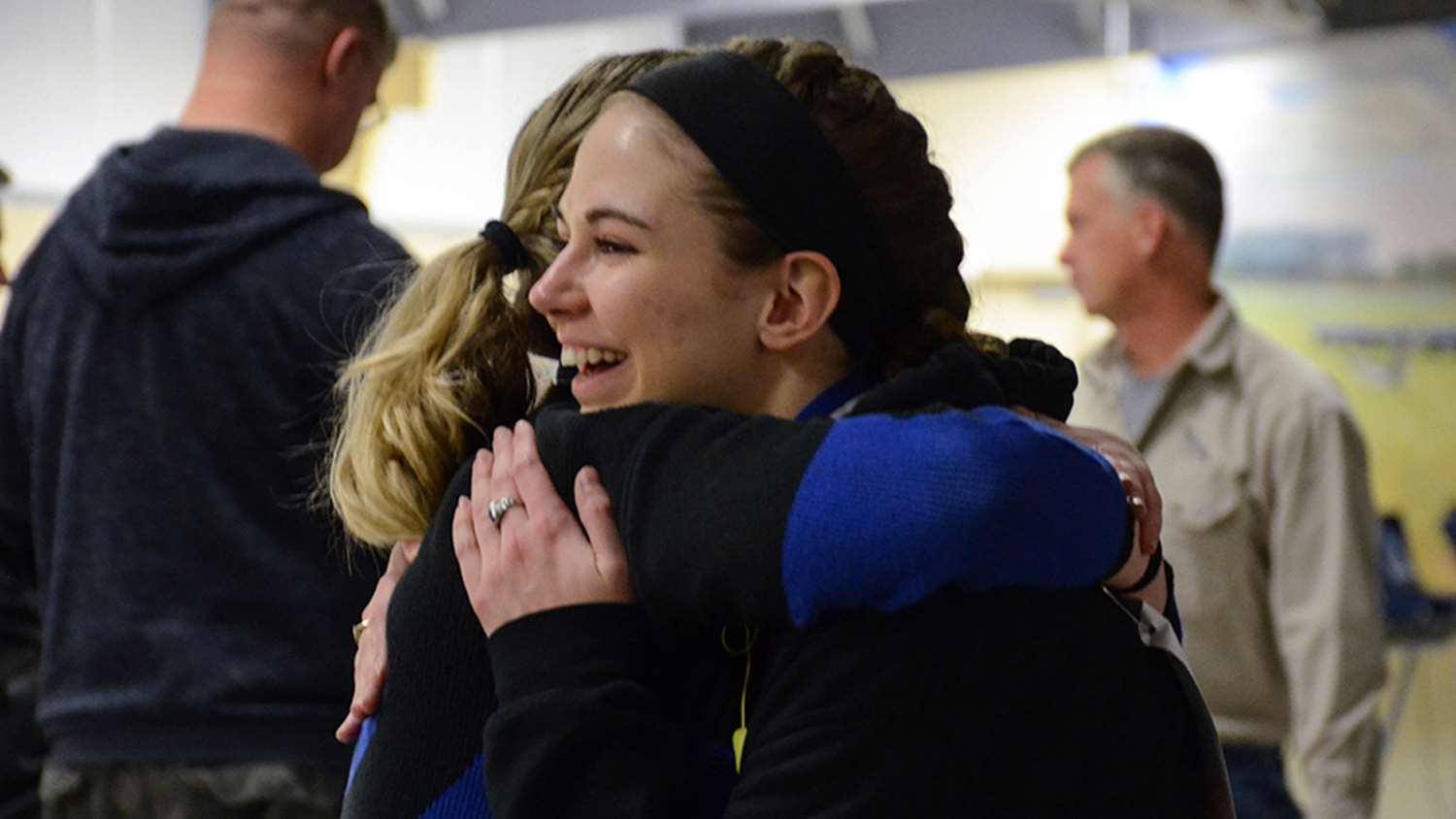 Taylor and Gibson hug at 2018 JROTC National Air Rifle Championship