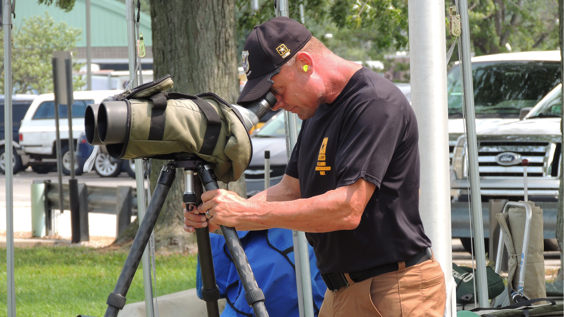 Walter Craig peering in spotting scope