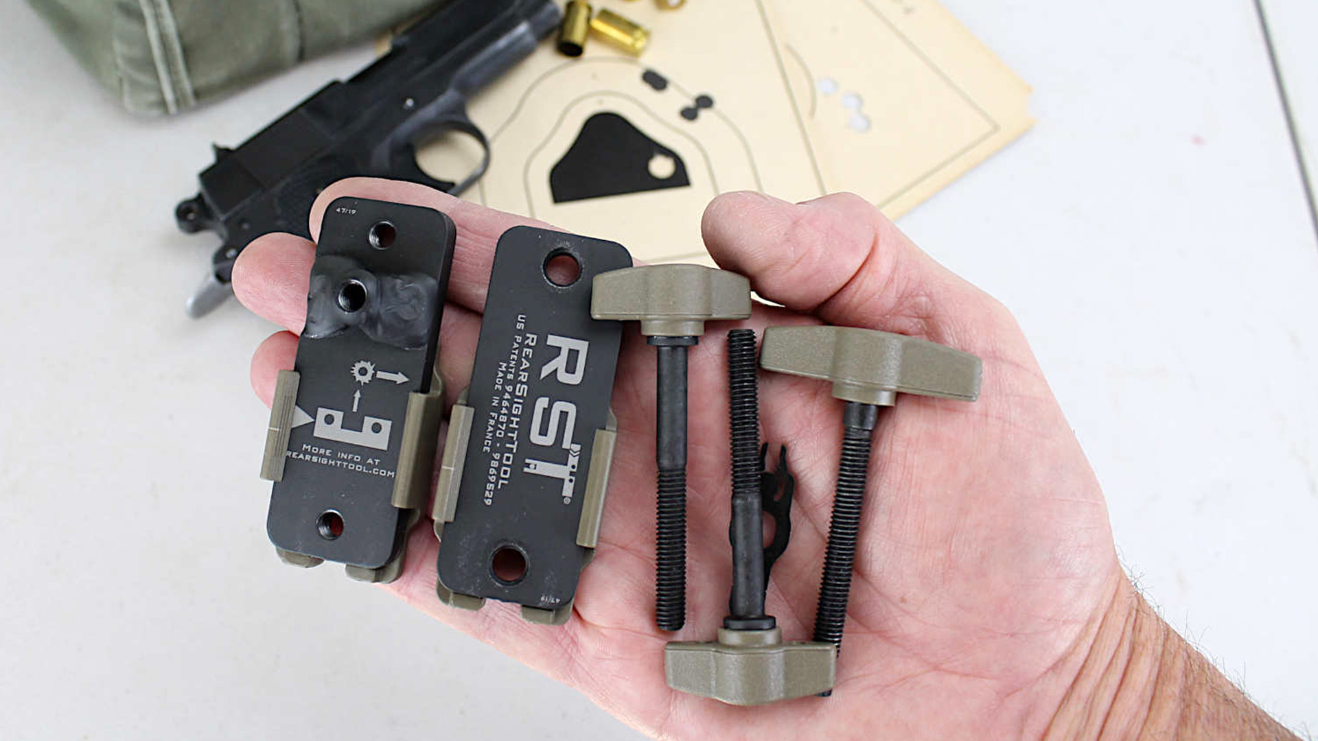 The compact RST (Rear Sight Tool) for pistols