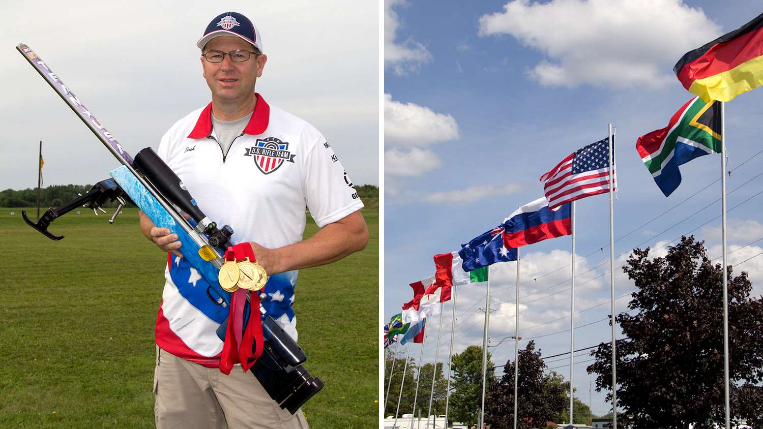 Derek Rodgers and flags at the 2017 F-Class Championships