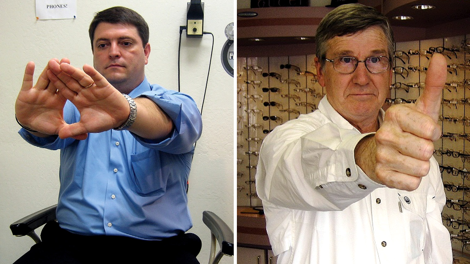 Examples of the old and new eye dominance tests