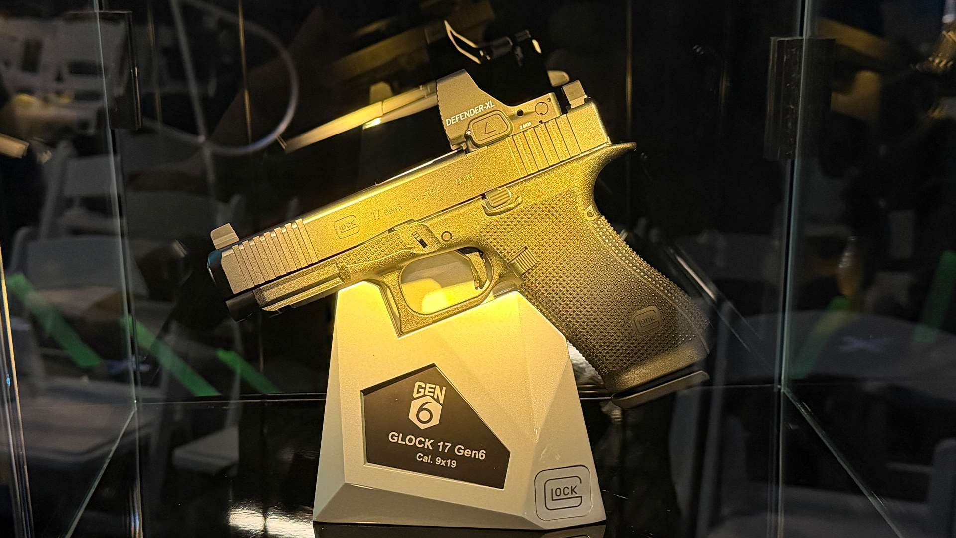 Glock Gen6 handgun in display case