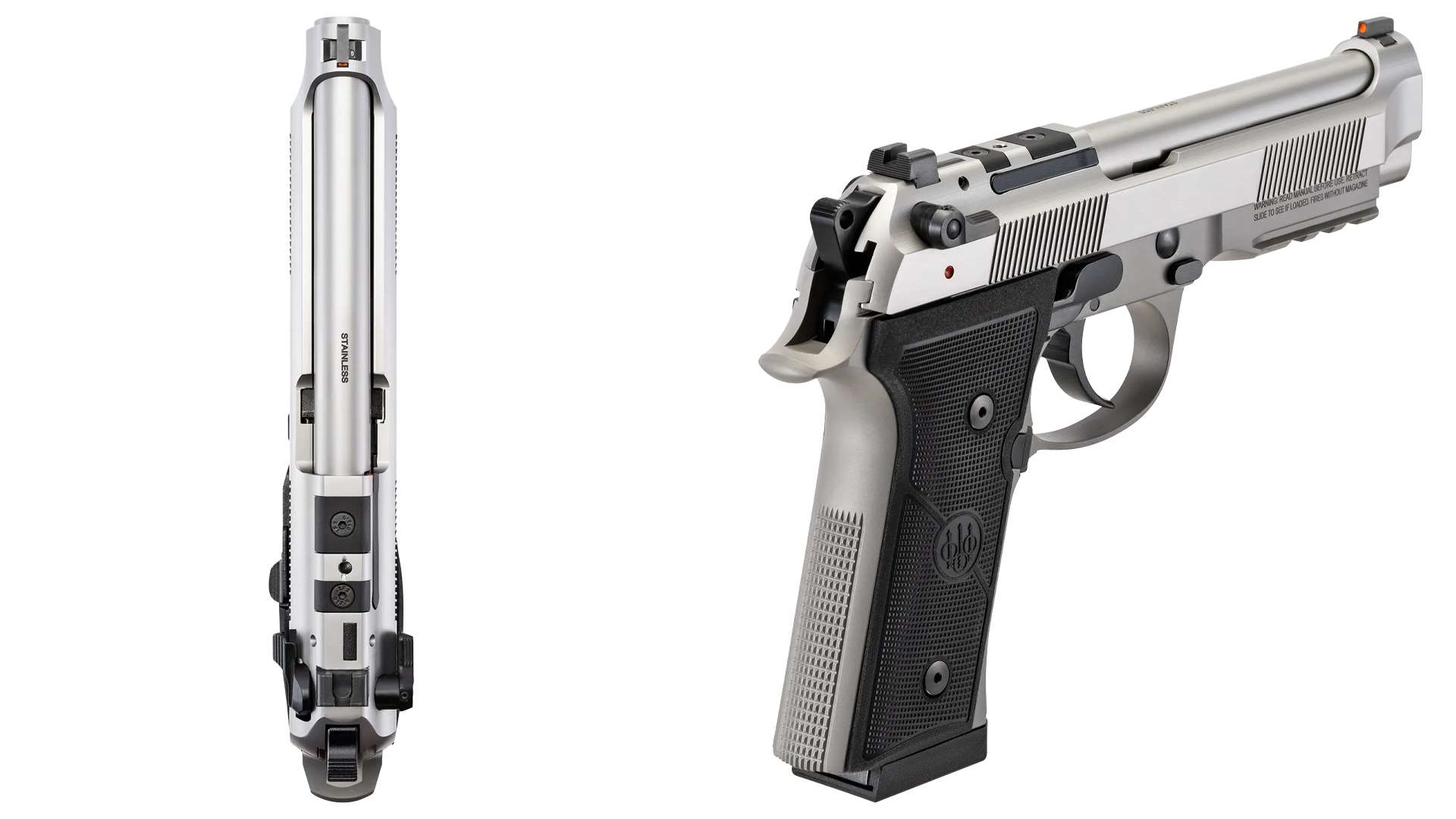 Beretta 92X RDO Inox top and side views