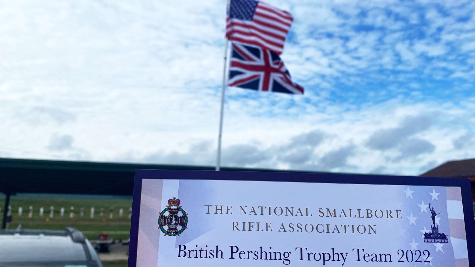 Pershing Match with American and British flags flying over range