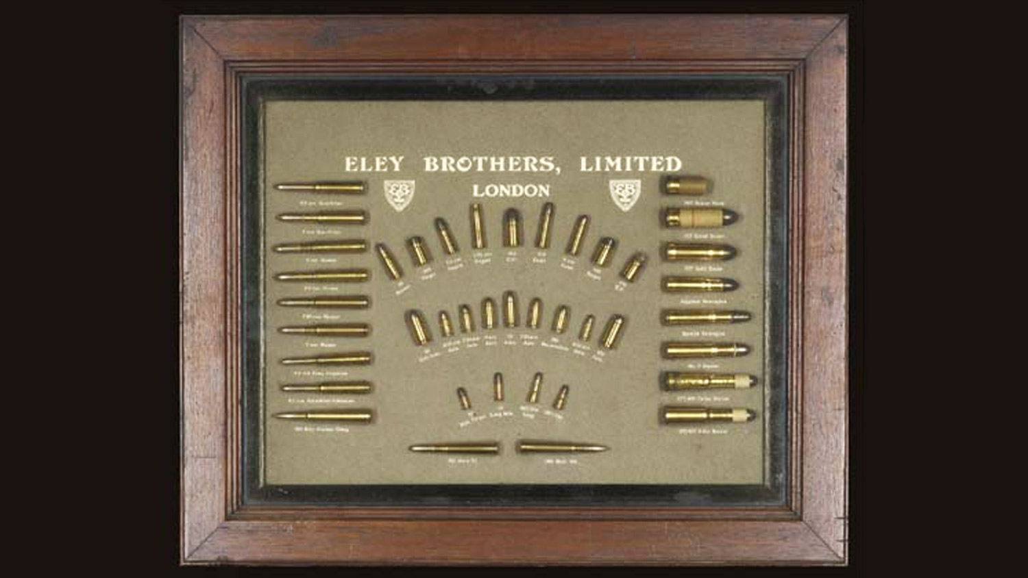 Vintage Eley brothers cartridge display board. (Photo courtesy of Christie&#x27;s, London.)