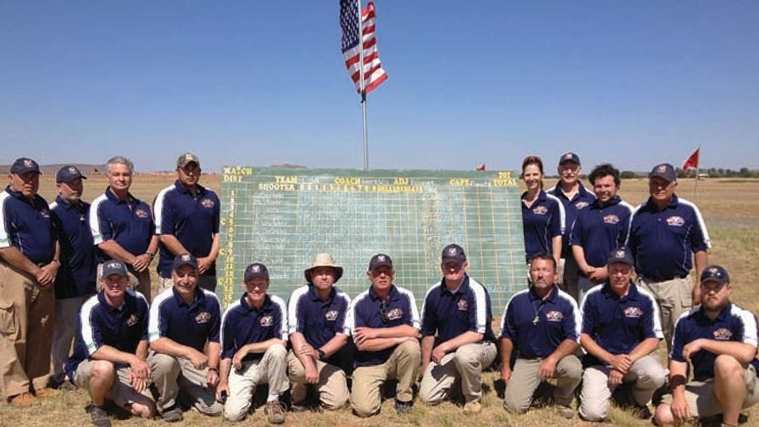 Members of one of several U.S. teams, standing next to their match scores in South Africa. Circa 2013