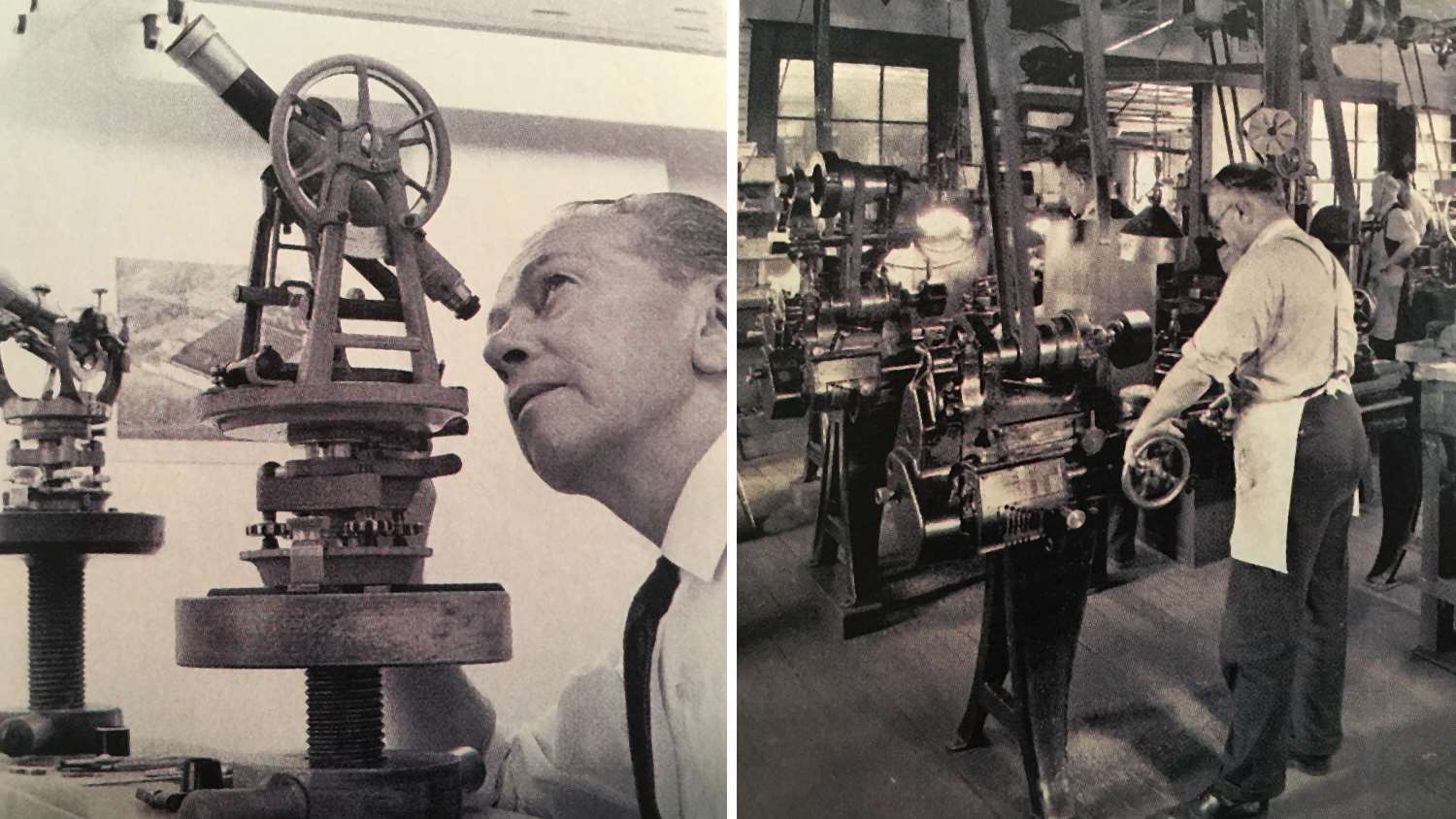 Leupold's Harry Dufehr (left) and precision machines (right)