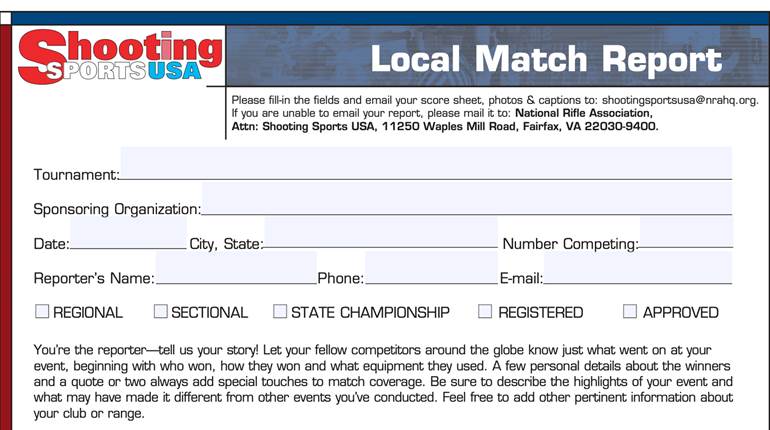 Share Your Local Match Results With Shooting Sports USA | An NRA Shooting Sports Journal