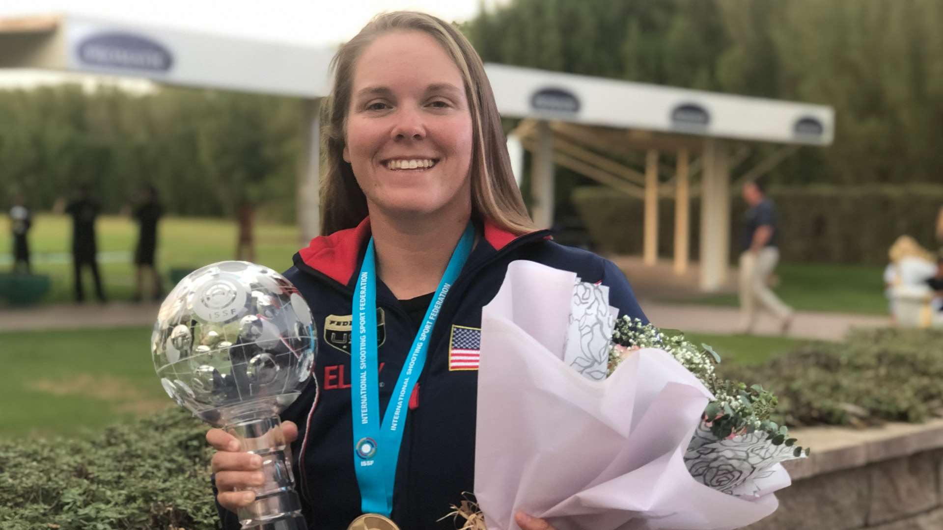 Aeriel Skinner with ISSF trophy