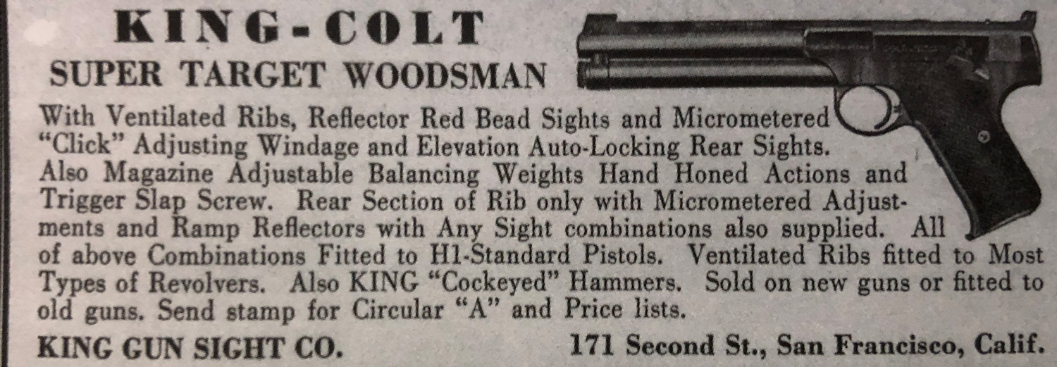 King Gun Sight Co. vintage advertisement.