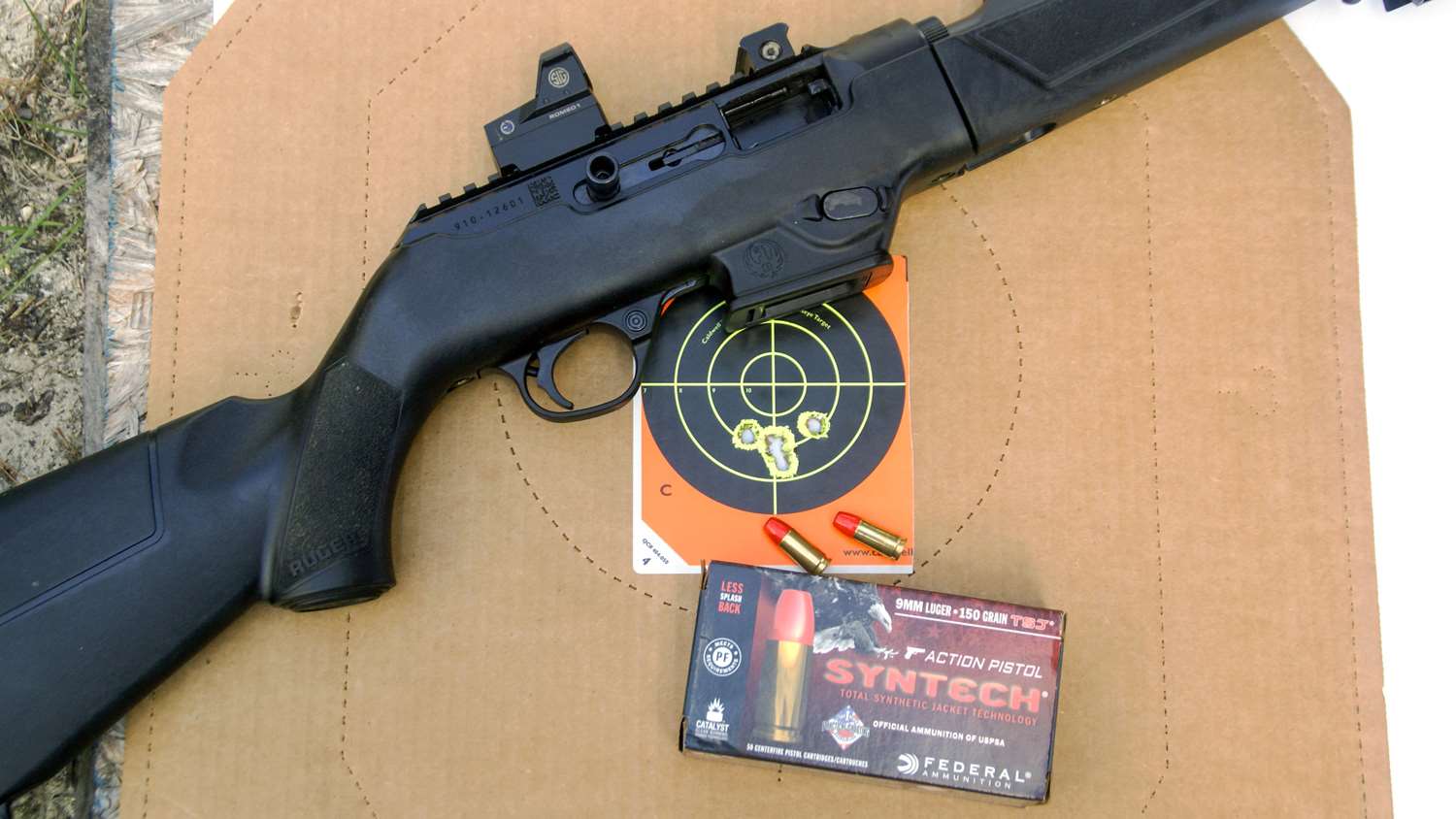 150-grain 9mm Syntech Action Pistol load with Ruger PC Carbine